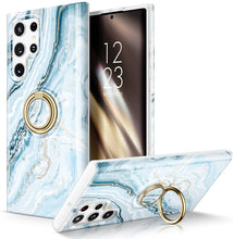 Load image into Gallery viewer, Galaxy S22 Ultra Rotatable with Ring Holder Kickstand Marble Case - Redpepper Cases