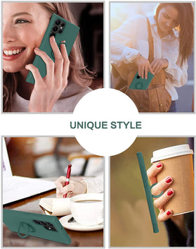 Galaxy S22 Ultra Slim Silicone 360° Ring Holder Kickstand Case - Redpepper Cases