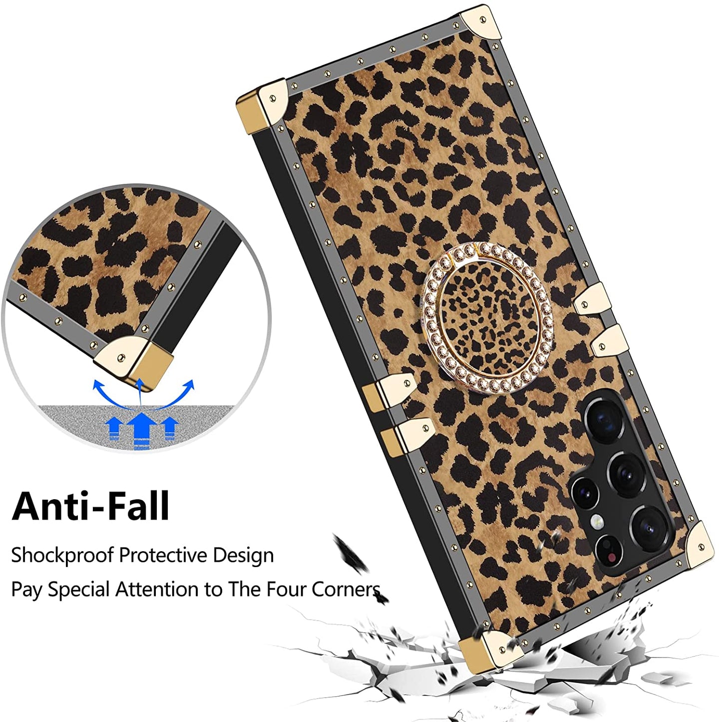Galaxy S22 Ultra Square Kickstand Ring Stand Holder Luxury Case - Redpepper Cases