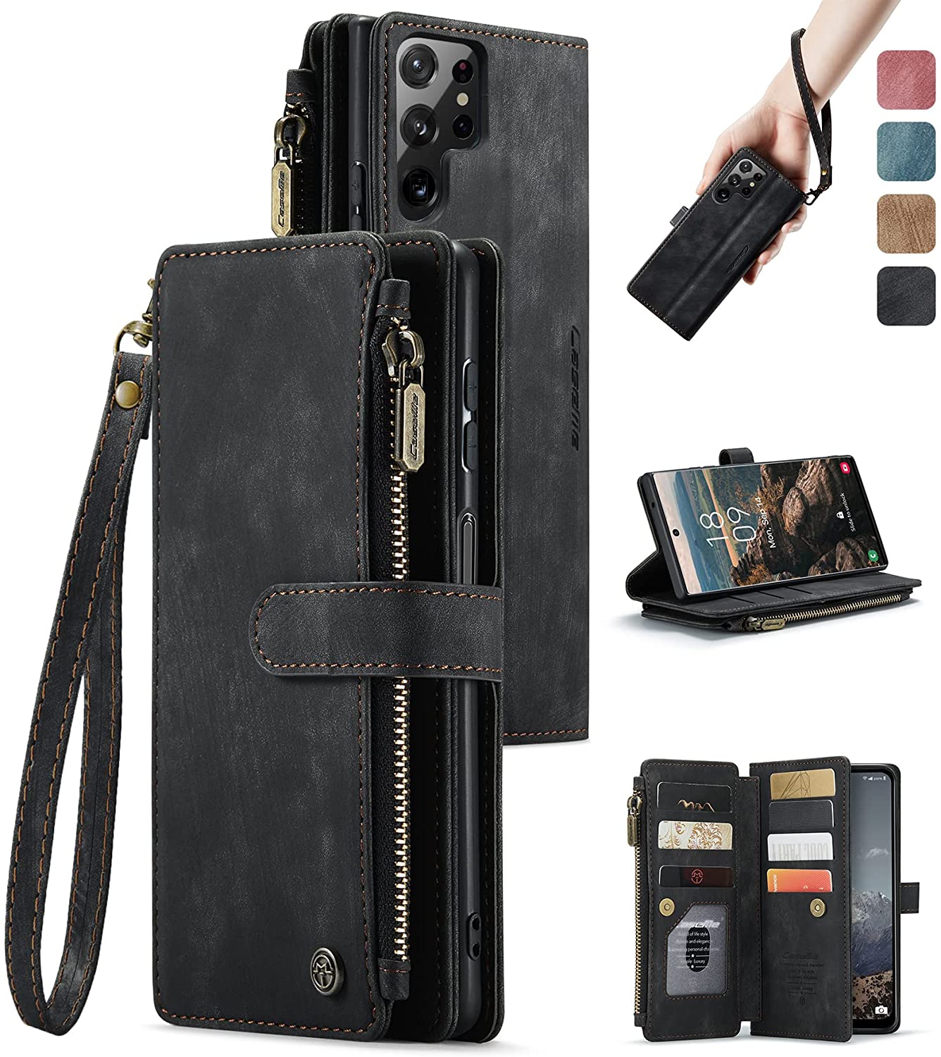 Galaxy S22 Ultra Wallet Leather Case with Card Holder Case - Redpepper Cases