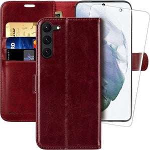 Galaxy S23 Flip Folio Leather Credit Card Holder Case - Redpepper Cases
