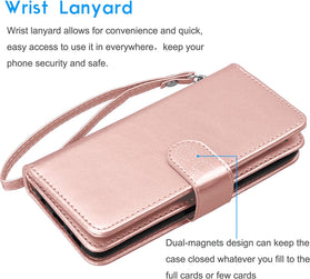 Galaxy S23 Leather Credit Card Holder Folio Flip Detachable Magnetic Case - Redpepper Cases