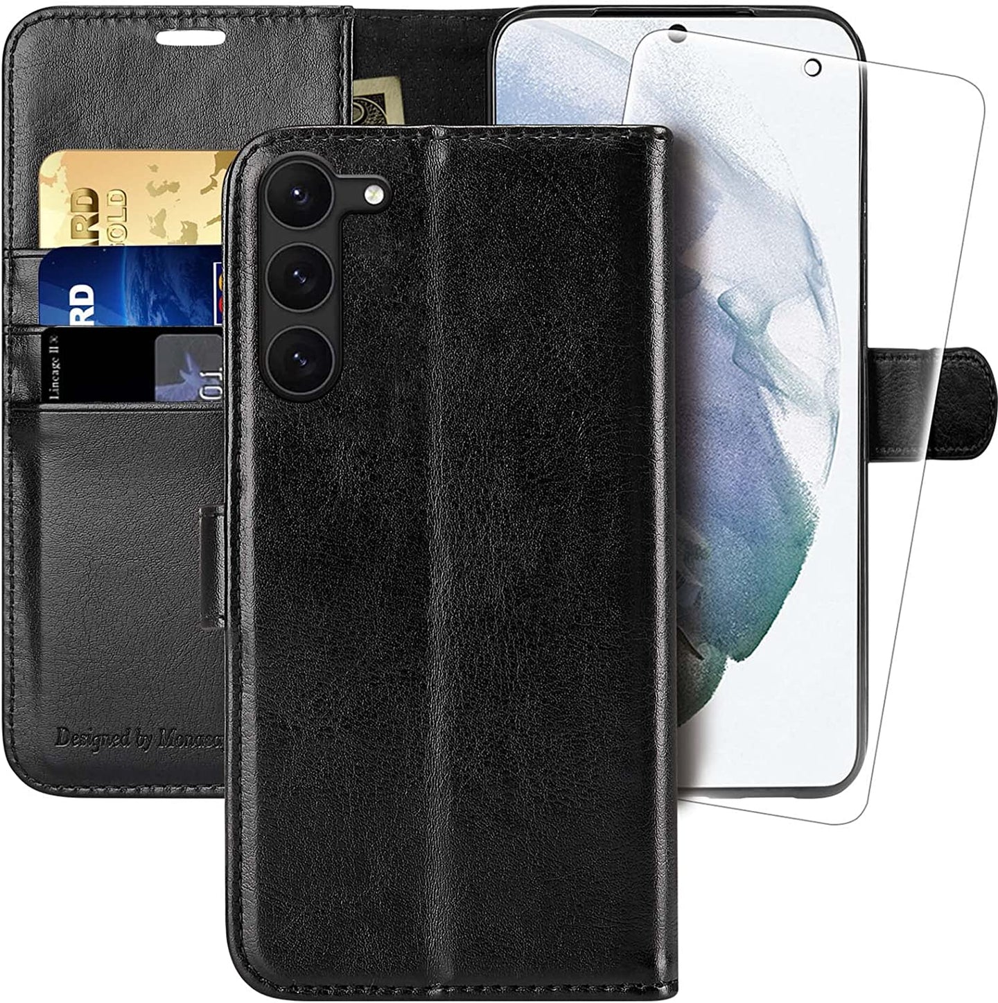 Galaxy S23 Plus Flip Folio Leather Credit Card Holder Case - Redpepper Cases