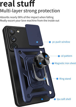 Galaxy S23 Plus Kickstand Magnetic Car Ring Case - Redpepper Cases
