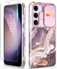 Load image into Gallery viewer, Galaxy S23 Plus Slide Camera Cover Marble Slim Protective Case - Redpepper Cases