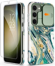 Load image into Gallery viewer, Galaxy S23 Plus Slide Camera Cover Marble Slim Protective Case - Redpepper Cases