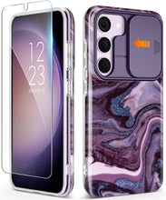 Load image into Gallery viewer, Galaxy S23 Plus Slide Camera Cover Marble Slim Protective Case - Redpepper Cases