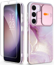 Load image into Gallery viewer, Galaxy S23 Plus Slide Camera Cover Marble Slim Protective Case - Redpepper Cases
