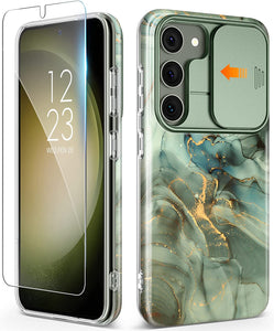 Galaxy S23 Plus Slide Camera Cover Marble Slim Protective Case - Redpepper Cases