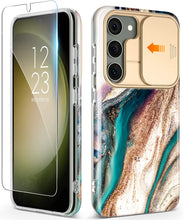 Load image into Gallery viewer, Galaxy S23 Plus Slide Camera Cover Marble Slim Protective Case - Redpepper Cases