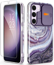 Load image into Gallery viewer, Galaxy S23 Plus Slide Camera Cover Marble Slim Protective Case - Redpepper Cases