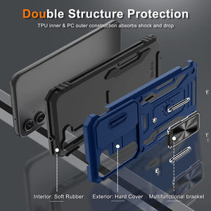 Galaxy S23 Plus Slide Camera Cover Rotated Ring Kickstand Heavy Duty Case - Redpepper Cases