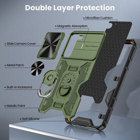 Galaxy S23 Plus Stand & Slide Camera Cover Magnetic Microfiber Lining 4 Corners Sponge Cushion Shockproof Case - Redpepper Cases