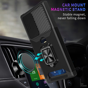 Galaxy S23 Plus TPU Camera Protector 360° Rotatable Ring Holder Slide Len Cover Magnetic Card Slot Case - Redpepper Cases