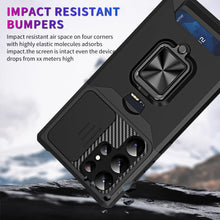Load image into Gallery viewer, Galaxy S23 Plus TPU Camera Protector 360° Rotatable Ring Holder Slide Len Cover Magnetic Card Slot Case - Redpepper Cases