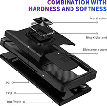 Load image into Gallery viewer, Galaxy S23 Plus TPU Camera Protector 360° Rotatable Ring Holder Slide Len Cover Magnetic Card Slot Case - Redpepper Cases