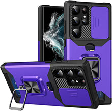 Load image into Gallery viewer, Galaxy S23 Plus TPU Camera Protector 360° Rotatable Ring Holder Slide Len Cover Magnetic Card Slot Case - Redpepper Cases