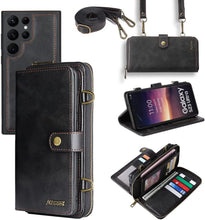Load image into Gallery viewer, Galaxy S23 Plus Wallet Leather Magnetic Detachable Crossbody Wallet 12 Card Holder Zipper Flip Case Woman/Girl - Redpepper Cases