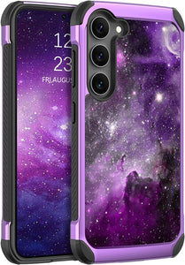 Galaxy S23 Slim Glow in The Dark 2 in 1 Hybrid Hard Bumper Nebula Space Case - Redpepper Cases
