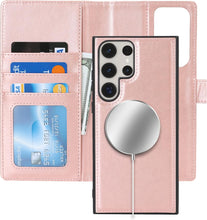 Load image into Gallery viewer, Galaxy S23 Ultra Magsafe Magnetic Card Holder Detachable flip Leather Wallet Case - Redpepper Cases