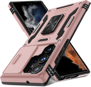 Galaxy S23 Ultra Slide Camera Cover Built in Rotated Ring Kickstand Heavy Duty Case - Redpepper Cases
