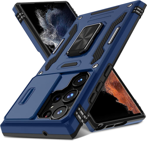 Galaxy S23 Ultra Slide Camera Cover Built in Rotated Ring Kickstand Heavy Duty Case - Redpepper Cases