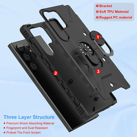 Galaxy S23 Ultra Stand Ring Holder Kickstand Heavy Duty Rugged Bumper Case - Redpepper Cases