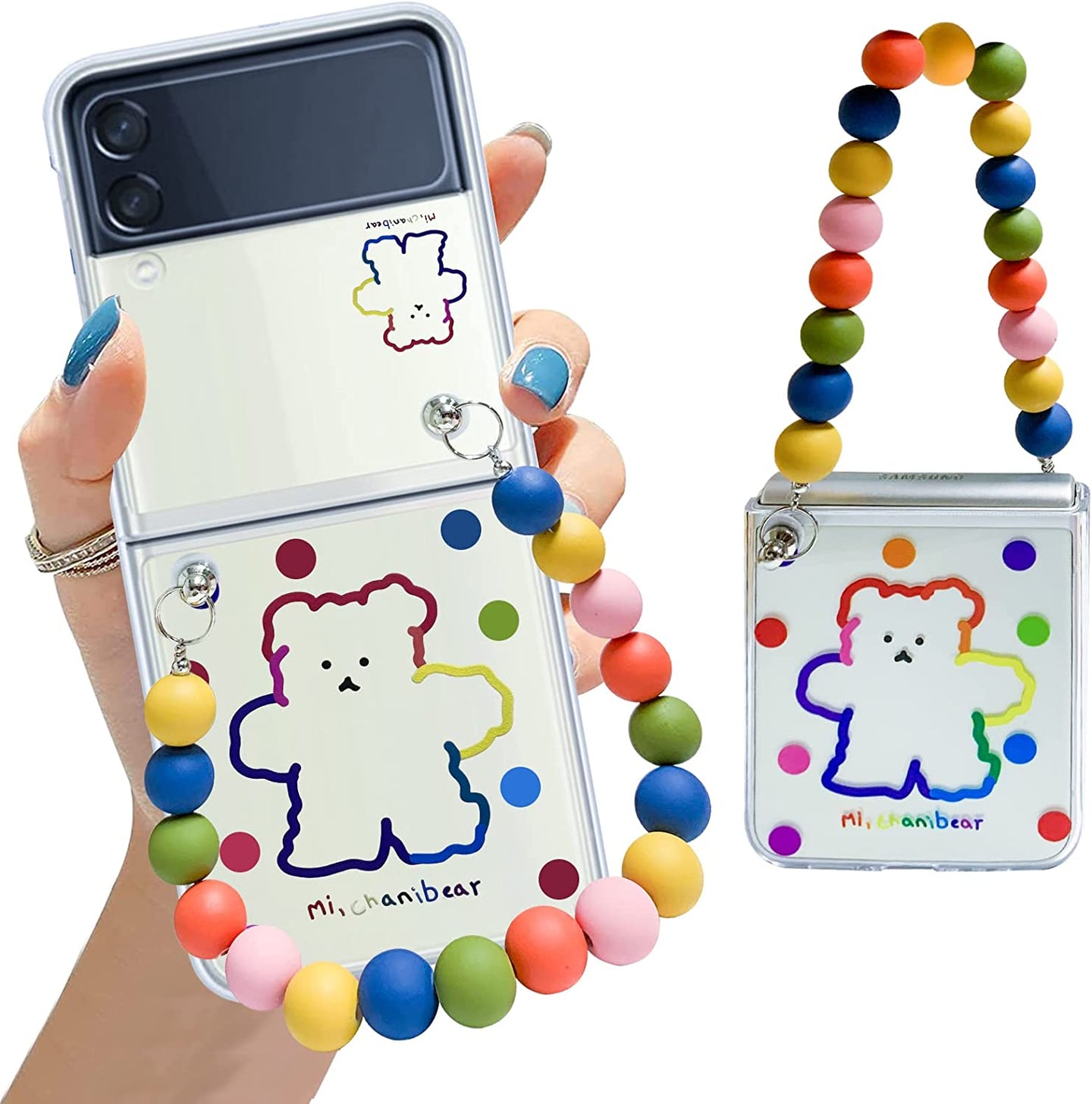 Galaxy Z Flip 4 Case Cute Pendant, Cute Smile Clear Z Flip 4 Case - Redpepper Cases