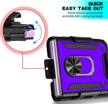 Load image into Gallery viewer, Galaxy Z Flip 4 Case with Kickstand, Samsung Z Flip 4 Case Heavy Duty Purple - Redpepper Cases