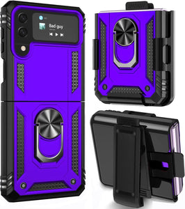 Galaxy Z Flip 4 Case with Kickstand, Samsung Z Flip 4 Case Heavy Duty Purple - Redpepper Cases