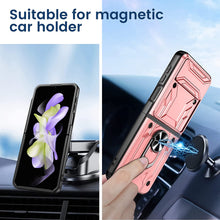 Load image into Gallery viewer, Galaxy Z Flip 4 Case with Kickstand, Slide Camera Cover Case - Rose Pink - Redpepper Cases