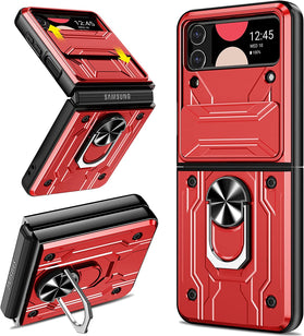 Galaxy Z Flip 4 Case with Kickstand, Slide Camera Cover Case - Rose Pink - Redpepper Cases