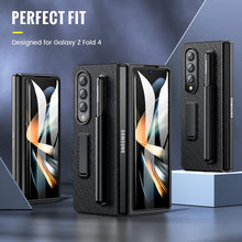 Load image into Gallery viewer, Galaxy Z Fold 4 Case, Samsung Z Fold 4 Case Screen Protector &amp; S Pen Carbon Fiber Black - Redpepper Cases