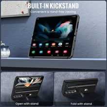 Load image into Gallery viewer, Galaxy Z Fold 4 Case, Samsung Z Fold 4 Case Screen Protector &amp; S Pen Carbon Fiber Black - Redpepper Cases