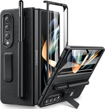 Load image into Gallery viewer, Galaxy Z Fold 4 Case, Samsung Z Fold 4 Case Screen Protector &amp; S Pen Carbon Fiber Black - Redpepper Cases