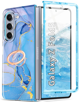 Galaxy Z Fold 5 Kickstand Magnetic Marble Case 7.6 inch Purple - Redpepper Cases