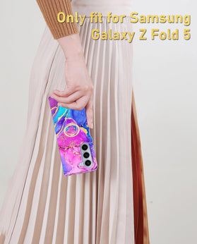 Galaxy Z Fold 5 Kickstand Magnetic Marble Case 7.6 inch Purple - Redpepper Cases