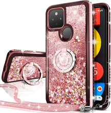Load image into Gallery viewer, Google Pixel 4a 5G Case, Moving Liquid Holographic Sparkle Glitter Case -Rose Gold - Redpepper Cases