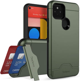 Google Pixel 5, Dual Layer Case h Card Slot Holder and Kickstand - Purple - Redpepper Cases