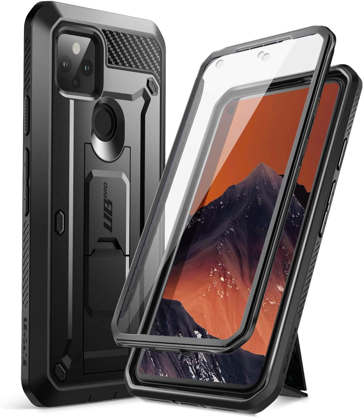 Google Pixel 5 Full-Body Rugged Holster Case Protector (Black) - Redpepper Cases