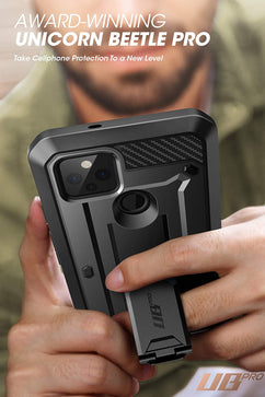 Google Pixel 5 Full-Body Rugged Holster Case Protector (Black) - Redpepper Cases
