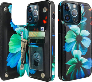 HAOPINSH Compatible with iPhone 13 Pro Max Wallet Case with Card Holder, American Flag Sunflowers Pattern Back Flip PU Leather Kickstand Card Slots Case, Double Magnetic Clasp Shockproof Cover 6.7" - Redpepper Cases