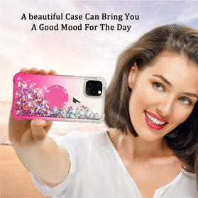 iPhone 11 Moving Liquid Sparkle Colorful Glitter Ring Kickstand Case. - Redpepper Cases