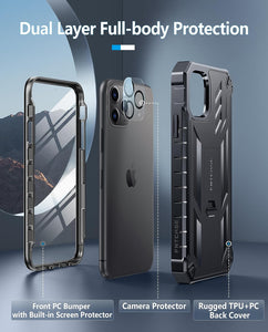 iPhone 11 Pro - Max Case Rugged Shockproof Protective Case Proof Protection Black - Redpepper Cases