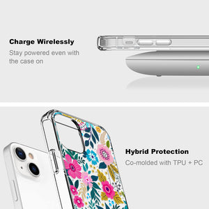 iPhone 13 Mini Case Screen Protector Clear Cover Cute Colorful Blooming Floral - Redpepper Cases