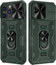 Load image into Gallery viewer, iPhone 13 Pro Kickstand Case Slide Lens Cover Mount Cover Case - Green - Redpepper Cases