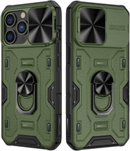 Load image into Gallery viewer, iPhone 13 Pro Kickstand Case Slide Lens Cover Mount Cover Case - Green - Redpepper Cases
