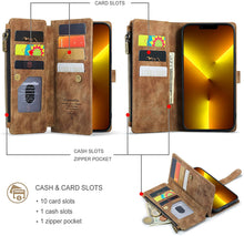 Load image into Gallery viewer, iPhone 13 Pro Max 2 in 1 Premium Leather Zipper Wallet Case. - Redpepper Cases