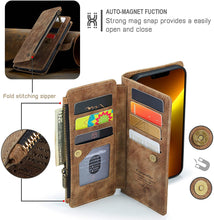 Load image into Gallery viewer, iPhone 13 Pro Max 2 in 1 Premium Leather Zipper Wallet Case. - Redpepper Cases