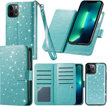 Load image into Gallery viewer, iPhone 13 Pro Max Card Holder Magnetic Kickstand Strap Glitter Case. - Redpepper Cases